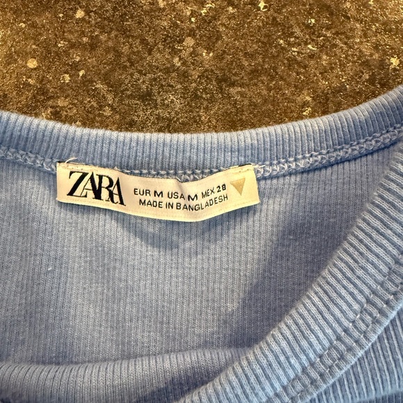 Zara Light Blue Ribbed Tank Top - Picture 2 of 2